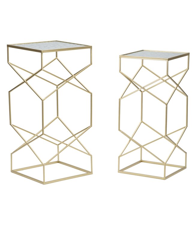 Mauro Ferretti TAFEL GLASSY SET 2 STUKS CM 31,5X31,5X68-28X28X64