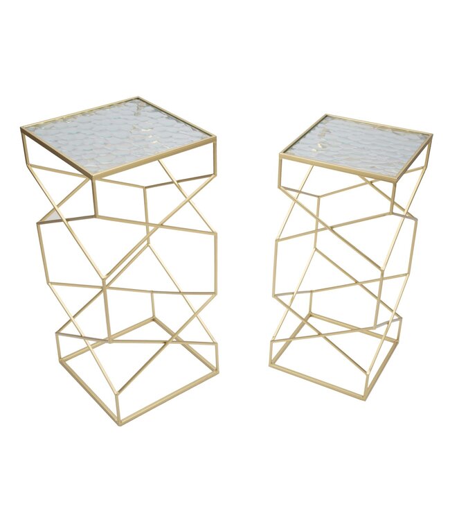 Mauro Ferretti TAFEL GLASSY SET 2 STUKS CM 31,5X31,5X68-28X28X64