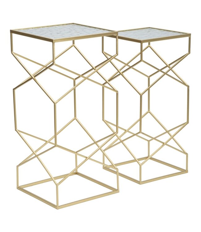 Mauro Ferretti TAFEL GLASSY SET 2 STUKS CM 31,5X31,5X68-28X28X64