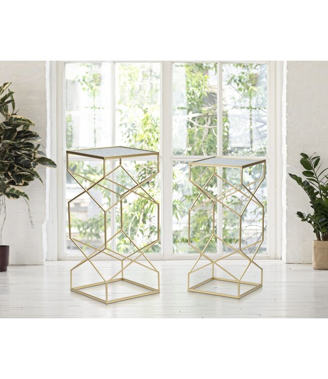 Mauro Ferretti TAFEL GLASSY SET 2 STUKS CM 31,5X31,5X68-28X28X64