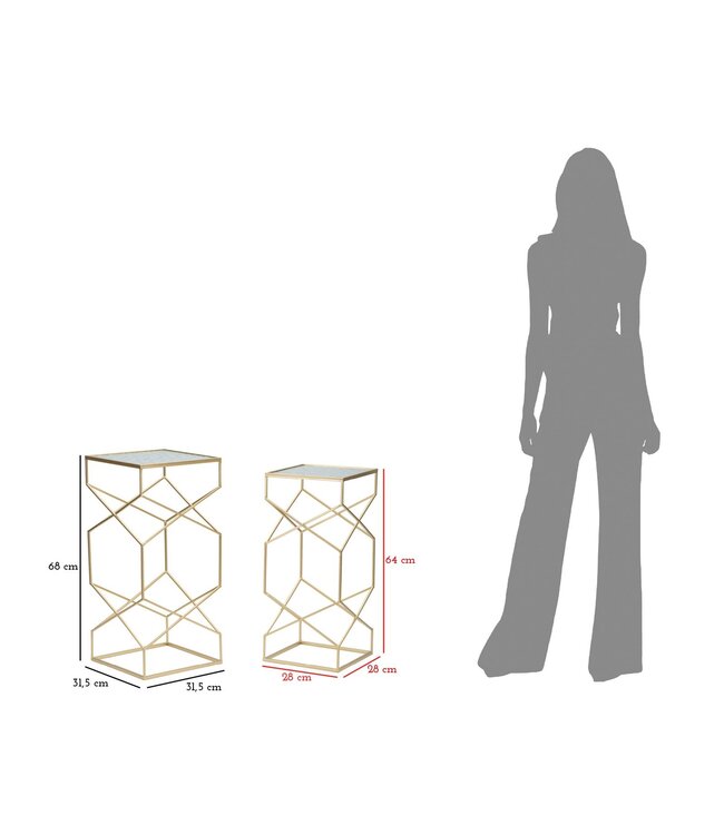 Mauro Ferretti TAFEL GLASSY SET 2 STUKS CM 31,5X31,5X68-28X28X64