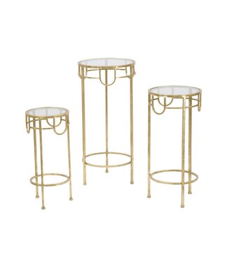 Mauro Ferretti TV-HOUDER GOUD SET VAN 3 STUKS CM Ø 33X70<br />
-28X60-23X50