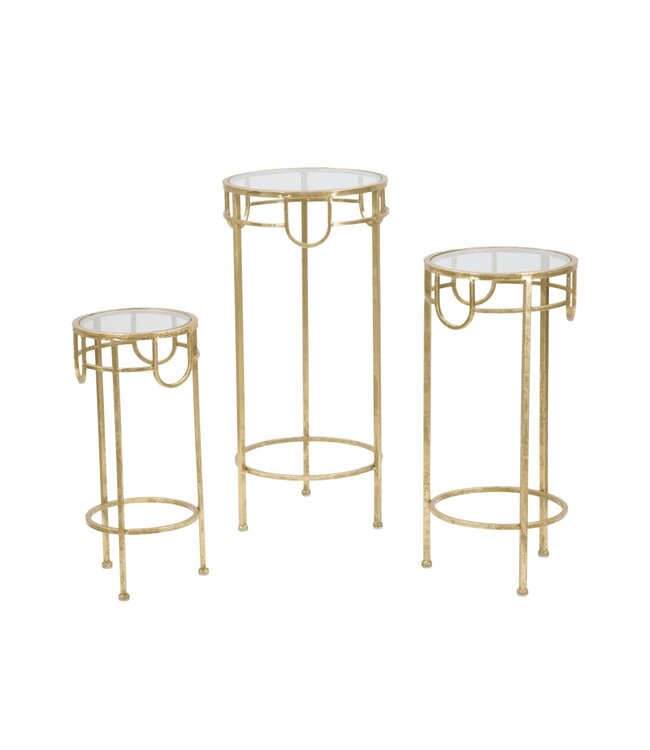 Mauro Ferretti TV-HOUDER GOUD SET VAN 3 STUKS CM Ø 33X70<br />
-28X60-23X50