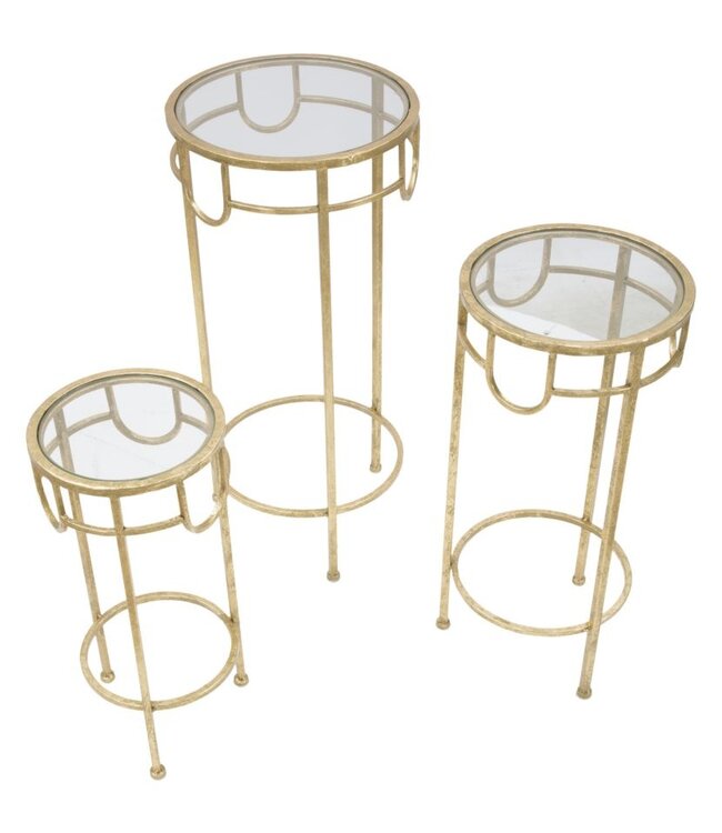 Mauro Ferretti TV-HOUDER GOUD SET VAN 3 STUKS CM Ø 33X70<br />
-28X60-23X50