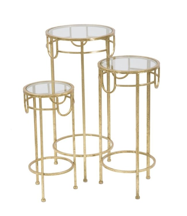 Mauro Ferretti TV-HOUDER GOUD SET VAN 3 STUKS CM Ø 33X70<br />
-28X60-23X50