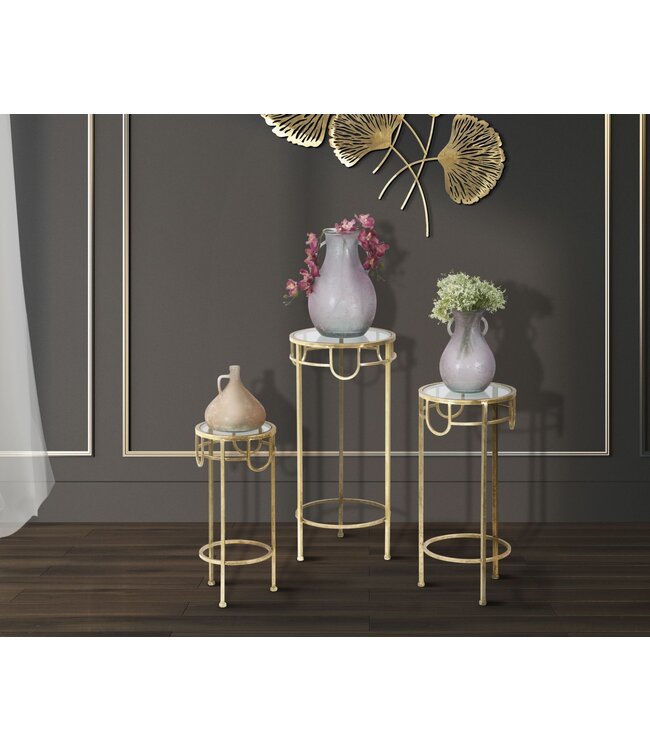 Mauro Ferretti TV-HOUDER GOUD SET VAN 3 STUKS CM Ø 33X70<br />
-28X60-23X50