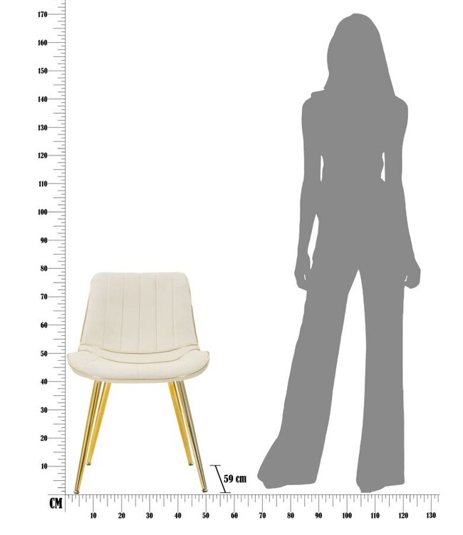 Mauro Ferretti STOEL PARIJS CREMA/GOUD SET 2 PZ CM 51X59X79