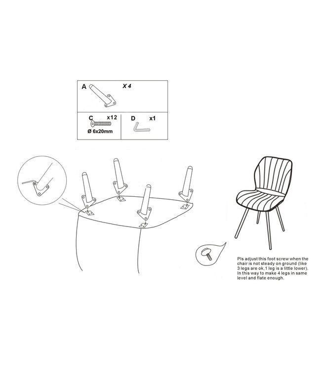Mauro Ferretti PARIS STOEL SPACE CRÈME/GOUD SET 2 PZ CM 46X58X77