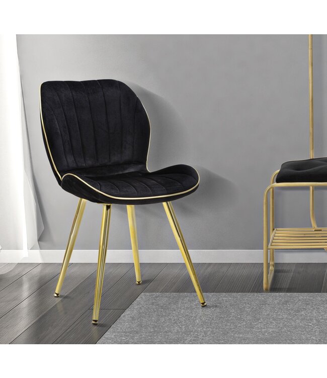 Mauro Ferretti PARIS STOEL SPACE ZWART/GOUD SET 2 PZ CM 46X58X77