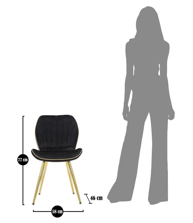 Mauro Ferretti PARIS STOEL SPACE ZWART/GOUD SET 2 PZ CM 46X58X77
