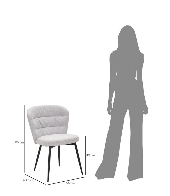 Mauro Ferretti STOEL LOSANNA GRIJS SET 2 PZ CM 58X60,5X85