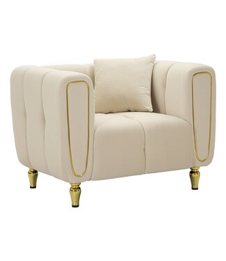 Mauro Ferretti FAUTEUIL ALMA CRÈME MET KUSSEN CM 97X81X71