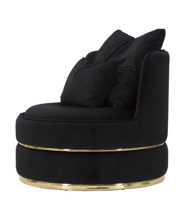 Mauro Ferretti FAUTEUIL PARIJS SPACE NERO/GOUD CM Ø 84X72