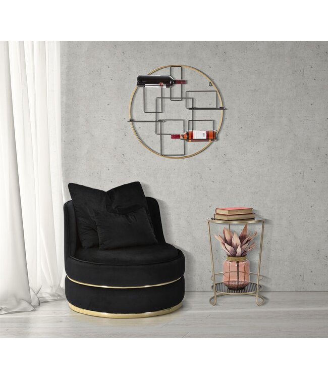 Mauro Ferretti FAUTEUIL PARIJS SPACE NERO/GOUD CM Ø 84X72