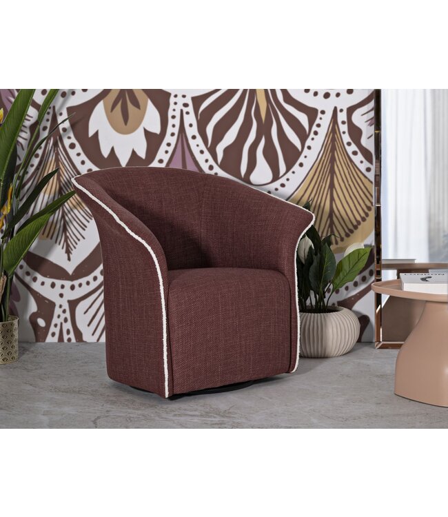 Mauro Ferretti SIENA DRAAIFAUTEUIL BORDEAUX CM 83,5x66x80 (ZITHOOGTE CM 42)