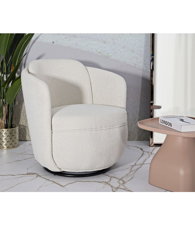 Mauro Ferretti TORINO CRÈME DRAAIFAUTEUIL CM 70X72X75 (ZITHOOGTE CM 44,5)