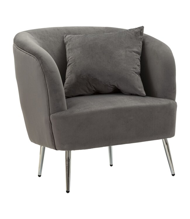 Mauro Ferretti FAUTEUIL ZILVERKLEURIG MET KUSSEN CM 73X66X78