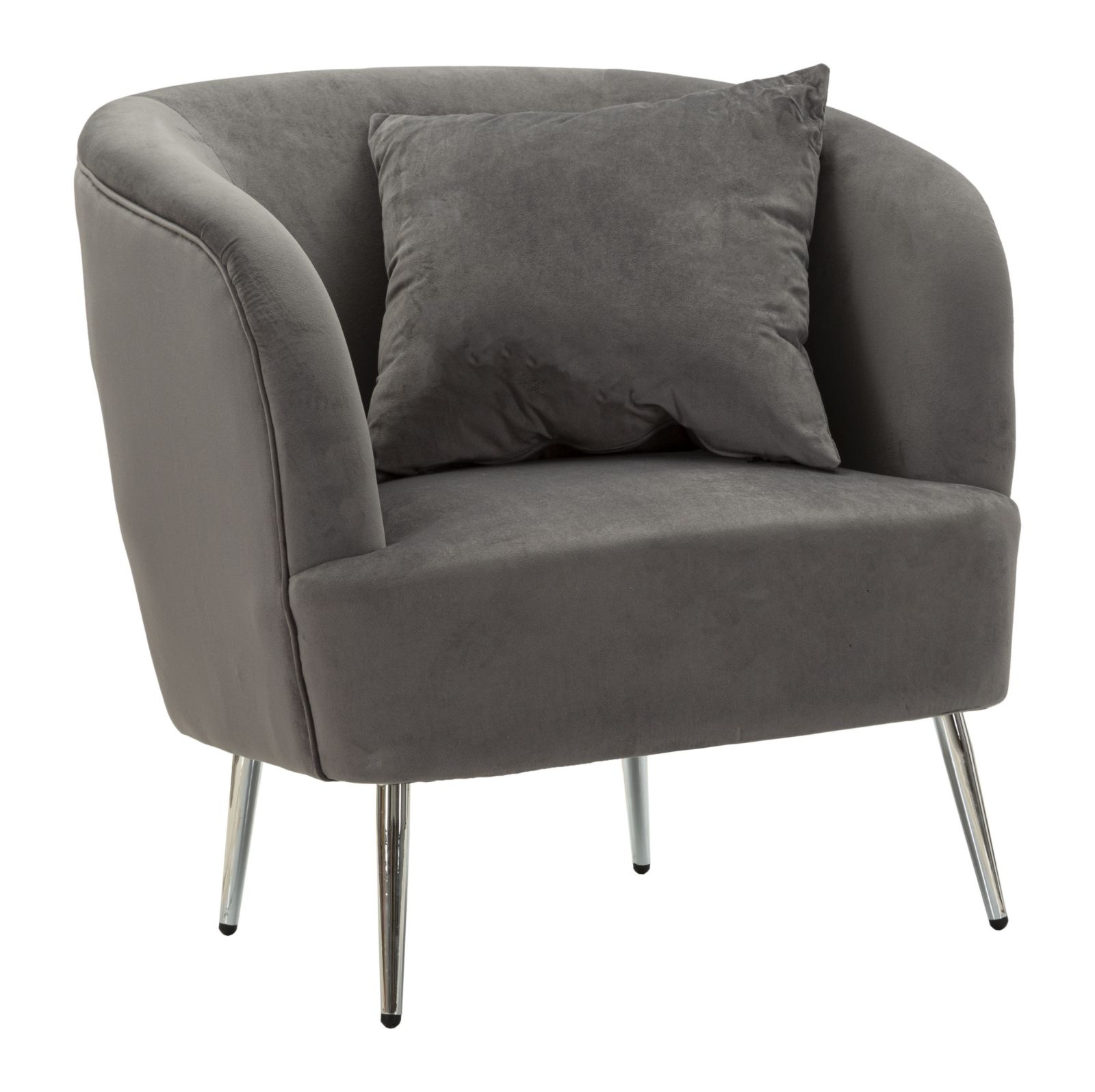 FAUTEUIL ZILVERKLEURIG MET KUSSEN CM 73X66X78 afbeelding