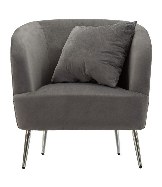 Mauro Ferretti FAUTEUIL ZILVERKLEURIG MET KUSSEN CM 73X66X78