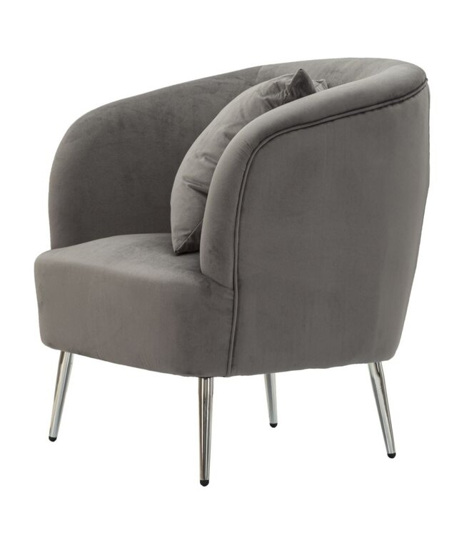 Mauro Ferretti FAUTEUIL ZILVERKLEURIG MET KUSSEN CM 73X66X78