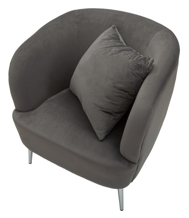 Mauro Ferretti FAUTEUIL ZILVERKLEURIG MET KUSSEN CM 73X66X78