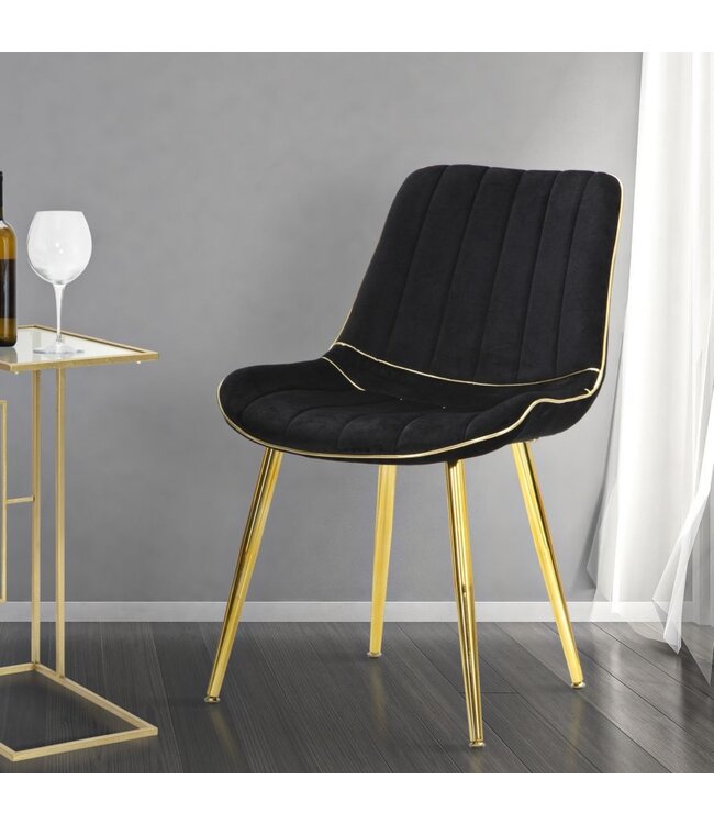 Mauro Ferretti STOEL PARIS NERA/GOUD SET 2 STUKS CM 51X59X79