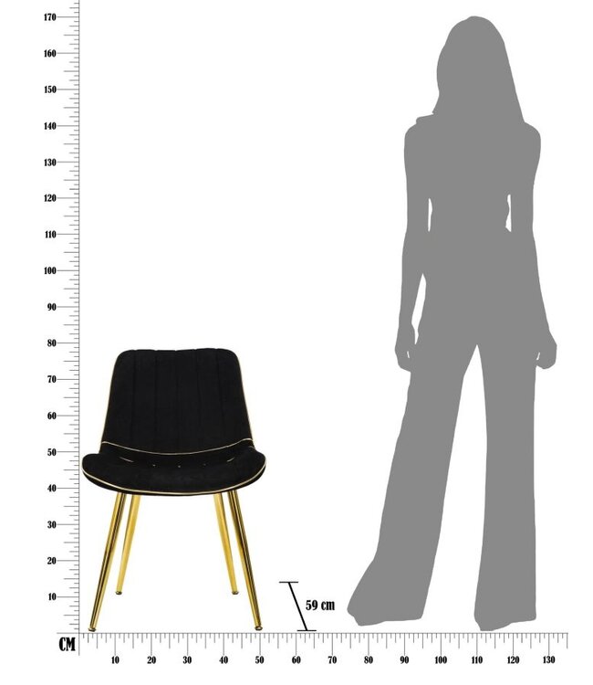 Mauro Ferretti STOEL PARIS NERA/GOUD SET 2 STUKS CM 51X59X79