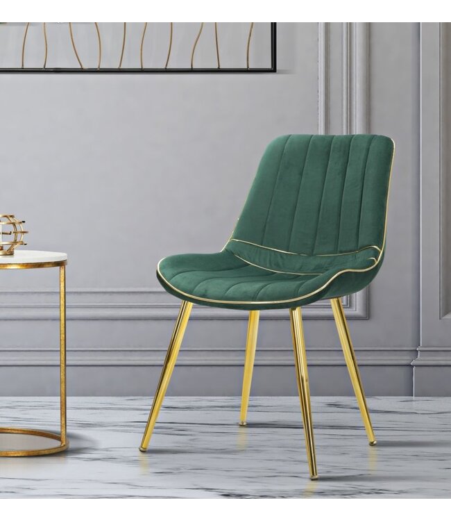 Mauro Ferretti STOEL PARIS VERDE/GOLD SET 2 STUKS CM 51X59X79