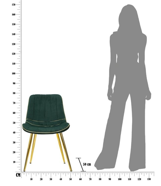 Mauro Ferretti STOEL PARIS VERDE/GOLD SET 2 STUKS CM 51X59X79
