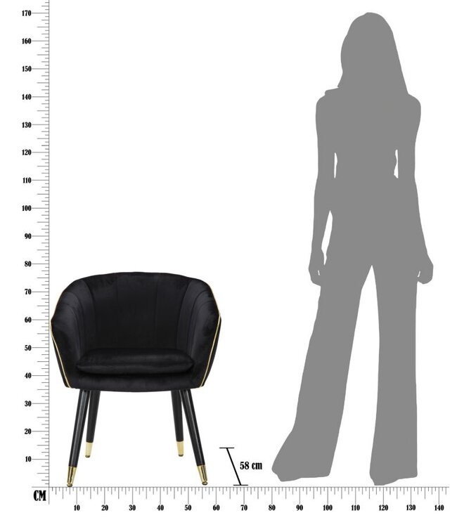 Mauro Ferretti FAUTEUIL PARIJS NERA/GOUD CM 62X58X78