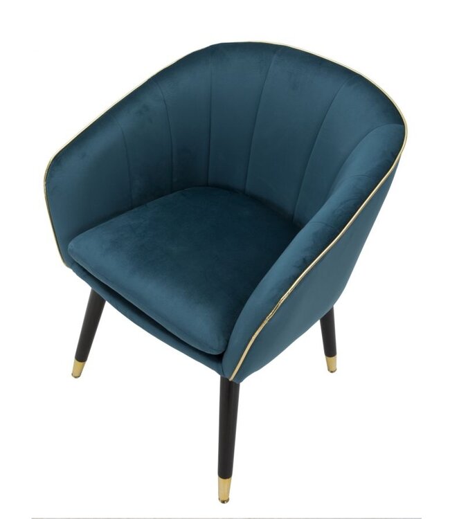Mauro Ferretti FAUTEUIL PARIJS TEAL/GOUD CM 62X58X78