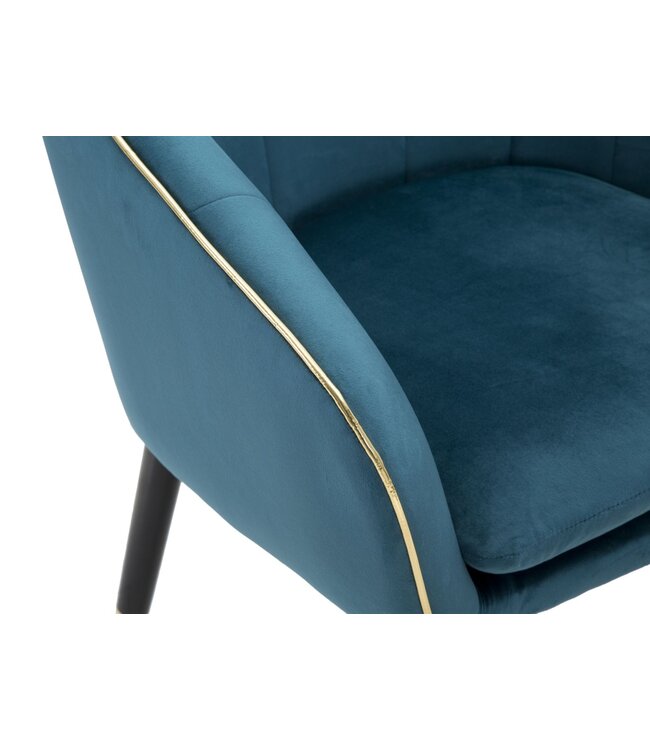 Mauro Ferretti FAUTEUIL PARIJS TEAL/GOUD CM 62X58X78