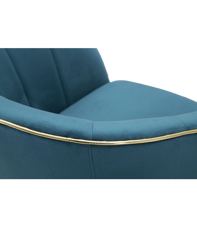 Mauro Ferretti FAUTEUIL PARIJS TEAL/GOUD CM 62X58X78