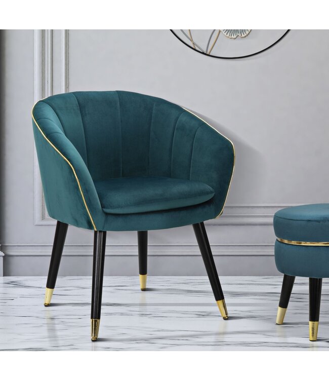 Mauro Ferretti FAUTEUIL PARIJS TEAL/GOUD CM 62X58X78