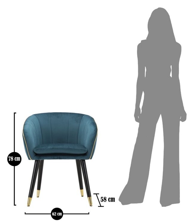 Mauro Ferretti FAUTEUIL PARIJS TEAL/GOUD CM 62X58X78