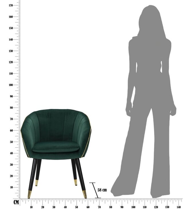 Mauro Ferretti FAUTEUIL PARIS VERDE/GOUD CM 62X58X78