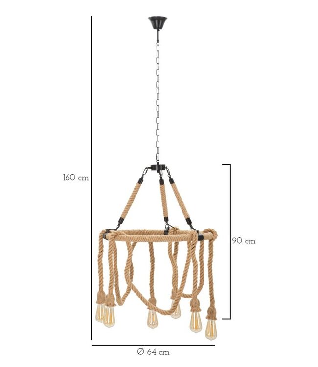 Mauro Ferretti PLAFONDLAMP TOUW CIRKEL CM Ø 64x90