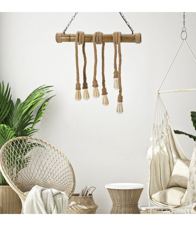 Mauro Ferretti PLAFONDLAMP BAMBOE/TOUW CM 80X15X120