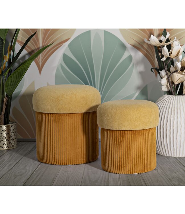 Mauro Ferretti BLADERDEEG MET OPSLAG ESPENHOUT MOSTERD SET 2 STUKS CM Ø 42X44-35X37