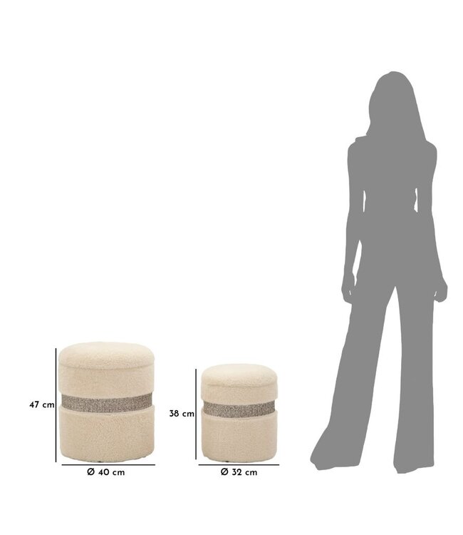 Mauro Ferretti BLADERDEEG MET OPBERGRUIMTE SAINT-MORITZ CRÈMESET 2 STUKS CM Ø 40X47-32X38