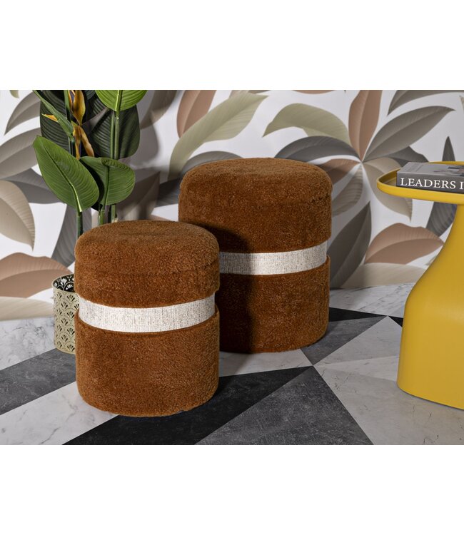 Mauro Ferretti BLADERDEEG MET OPBERGRUIMTE SAINT-MORITZ BRUIN SET 2 STUKS CM Ø 40X47-32X38