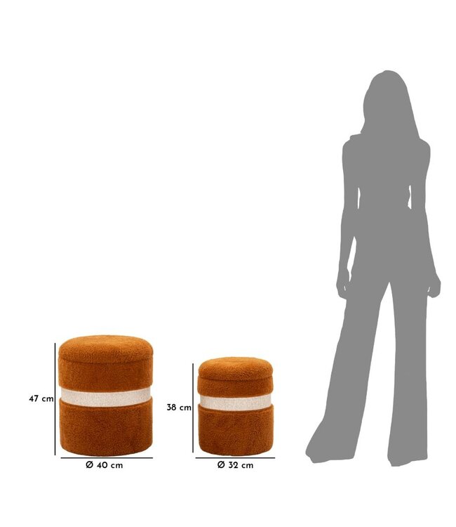 Mauro Ferretti BLADERDEEG MET OPBERGRUIMTE SAINT-MORITZ BRUIN SET 2 STUKS CM Ø 40X47-32X38