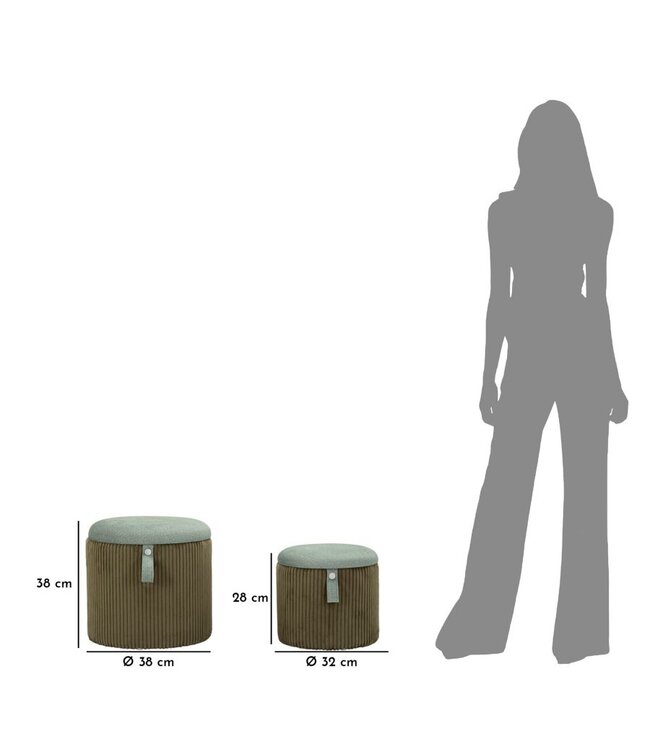 Mauro Ferretti BLADERDEEG MET OPBERGRUIMTE BOLZANO GROEN SET 2 STUKS CM Ø 38X38-32X28