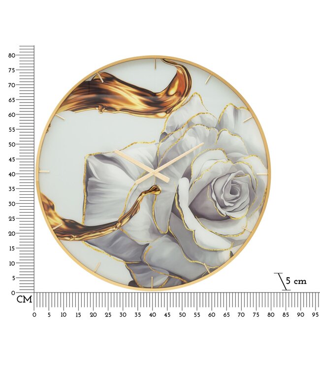 Mauro Ferretti WANDKLOK GLAZEN ROOS CM Ø 80X5