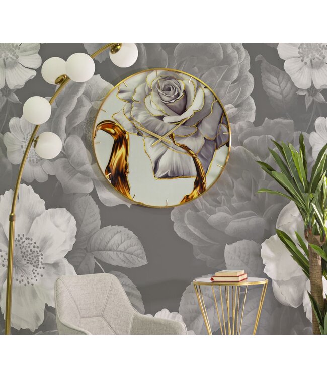 Mauro Ferretti WANDKLOK GLAZEN ROOS CM Ø 60X5