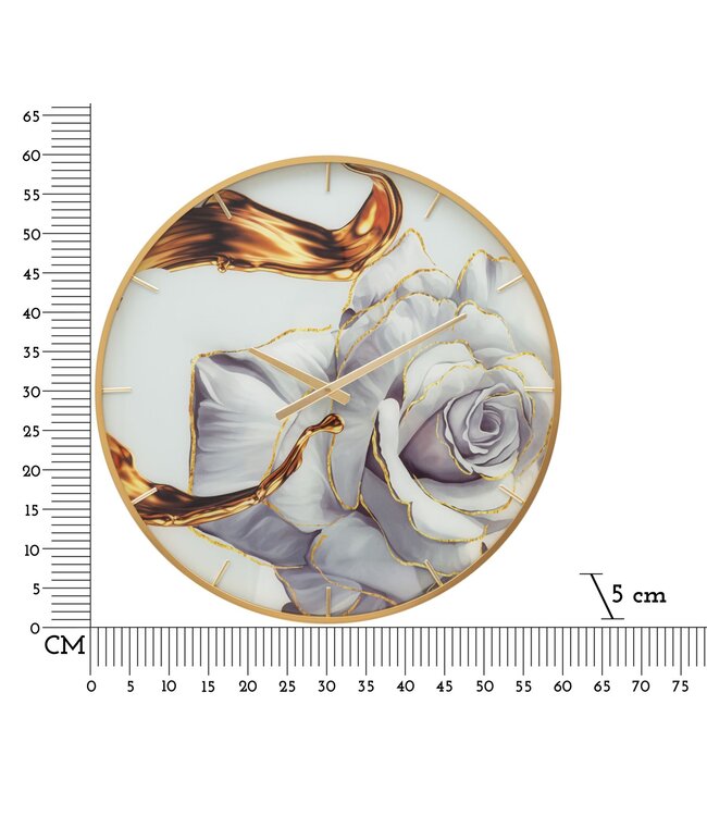 Mauro Ferretti WANDKLOK GLAZEN ROOS CM Ø 60X5