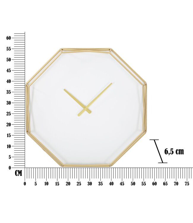 Mauro Ferretti WANDKLOK GOUDKLEURIG ACHTHOEKIG CM 56X6,5X56
