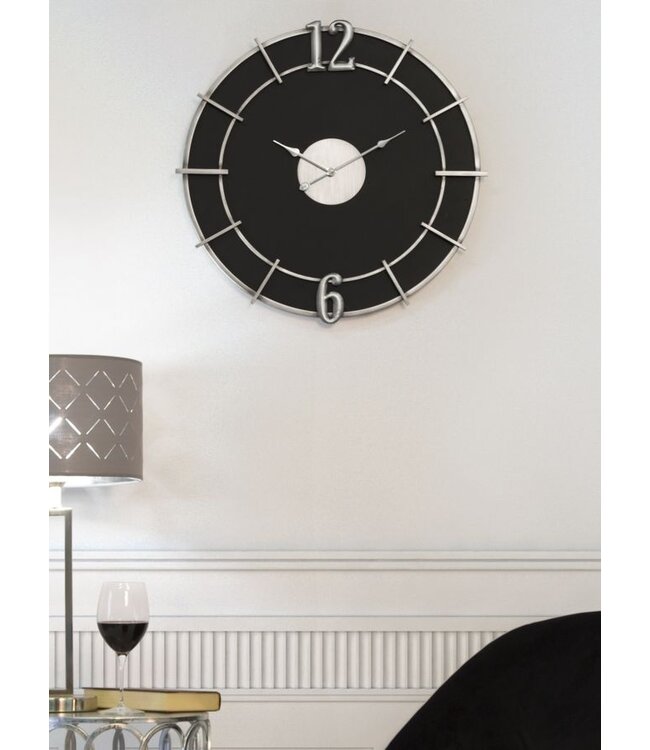 Mauro Ferretti WANDKLOK ZILVER GLAM CM Ø 60X4,5