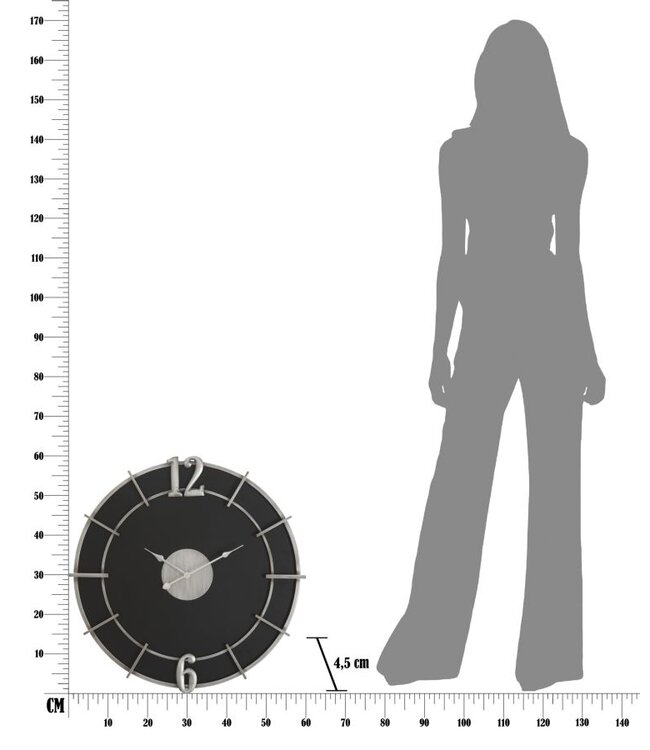 Mauro Ferretti WANDKLOK ZILVER GLAM CM Ø 60X4,5