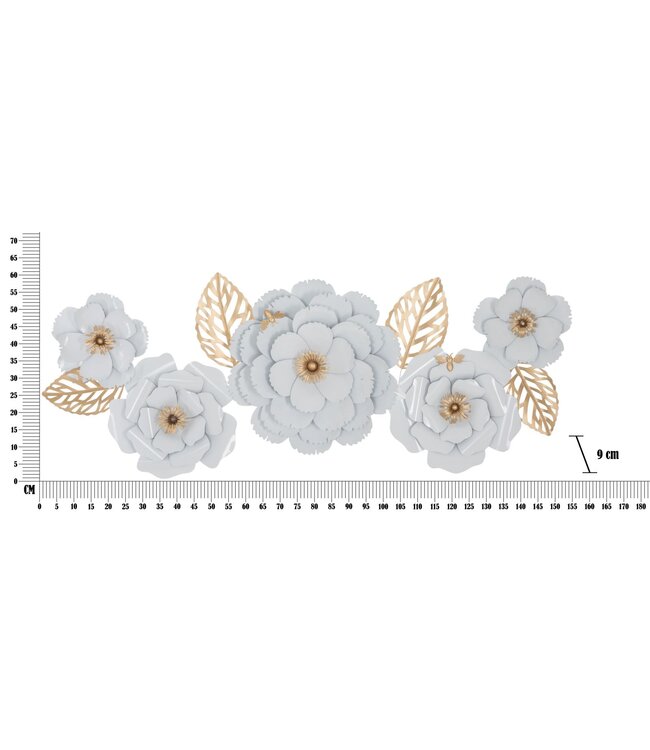 Mauro Ferretti IJZEREN WANDPANEEL WIT DECOR 158X9X60